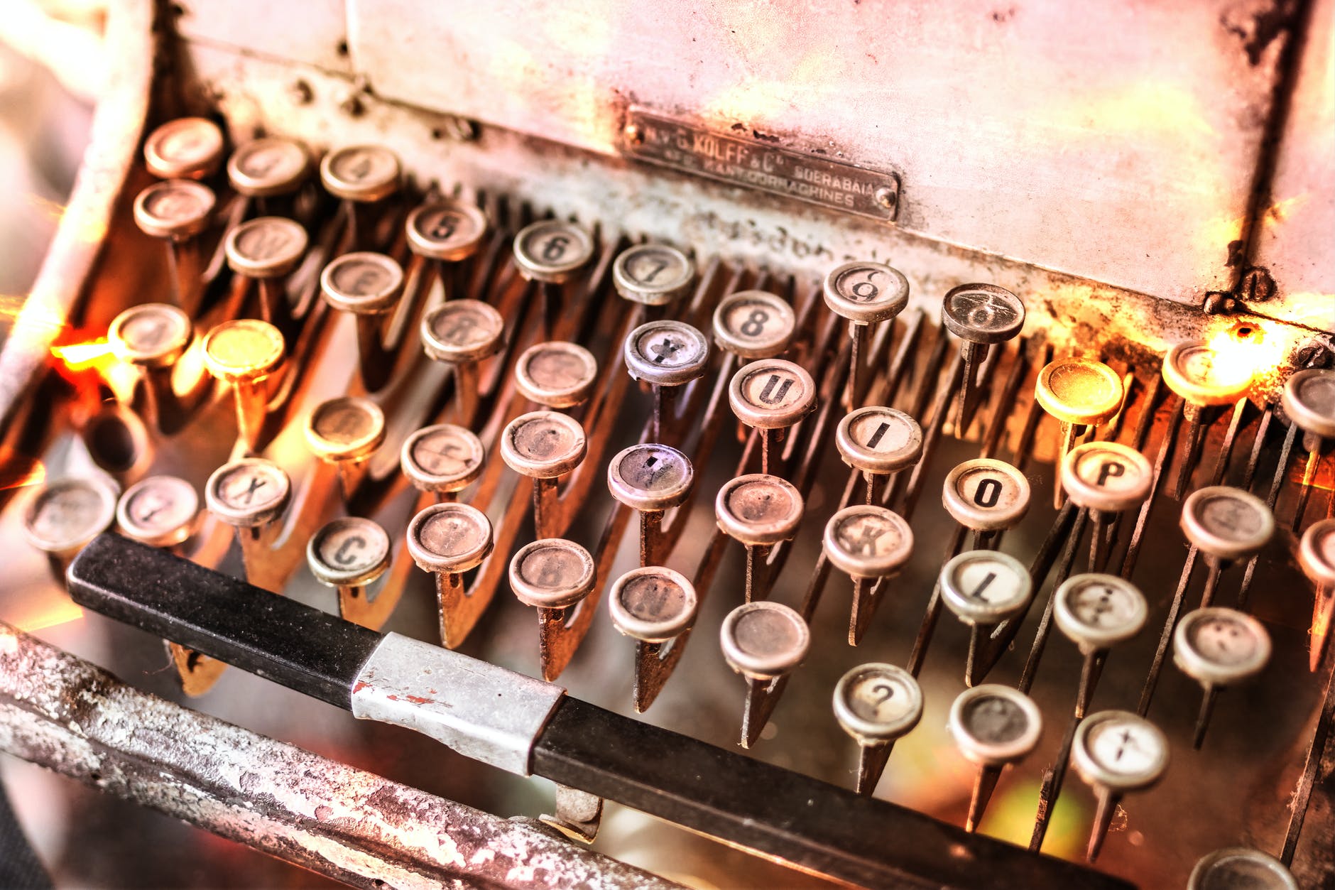 close up photo of vintage brown typewriter